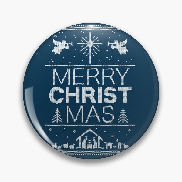 Item preview, Ugly Christmas Sweater - Scandinavian Blue Knit - Merry Christ Mas - Religious Christian designed and sold by 26-Characters.