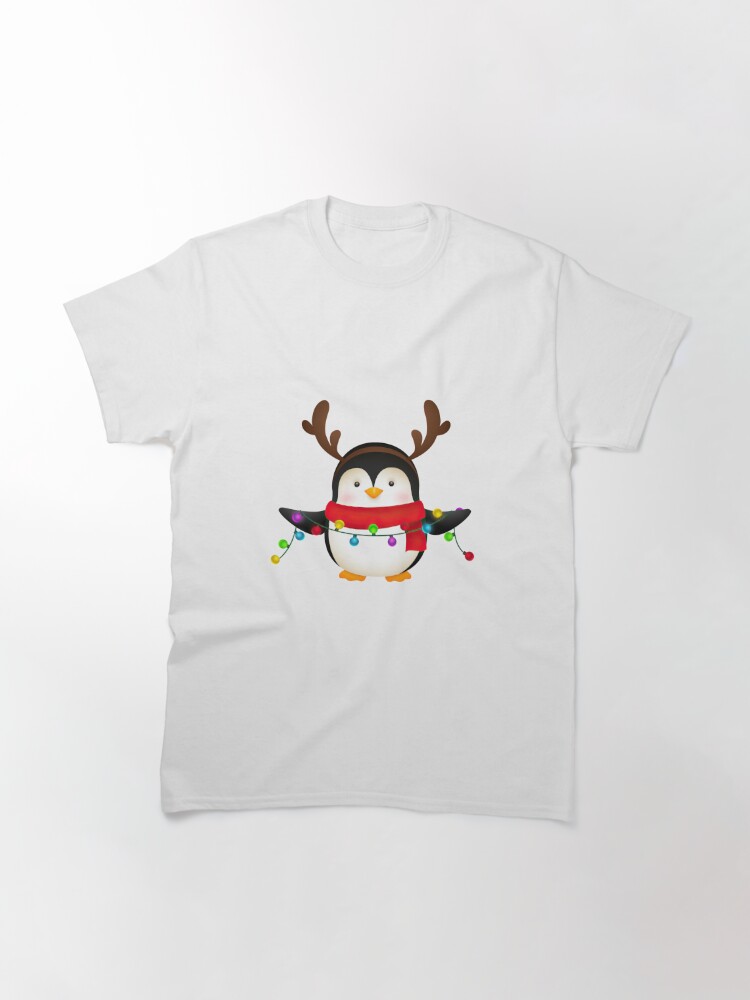 Discover Penguin Reindeer Christmas Lights Classic T-Shirt