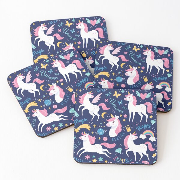 Item preview, Cute cartoon white unicorns with pink mane designed and sold by HauckClothing.