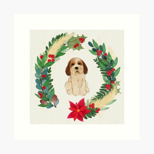 Item preview, Christmas Cockapoo Wreath designed and sold by inkohitpsd.