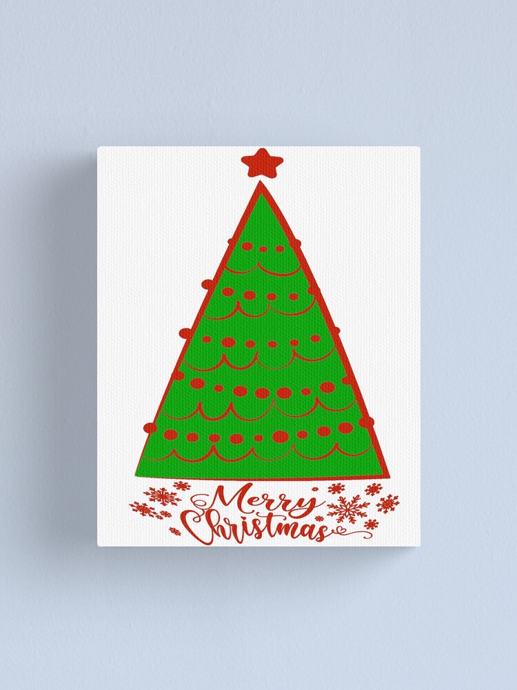 Green Christmas Tree With Gold Box & Red Ribbon Ornaments Canvas Print by  WorldShuttleExplorer