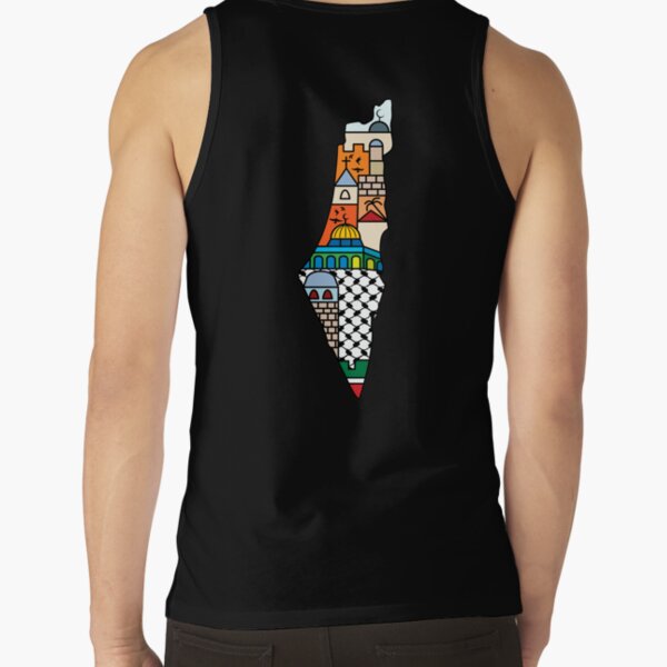 Item preview, I Love Palestine My Homeland Palestinian Map with Kufiya Hatta Pattern and Most Sacred Cites -wht designed and sold by Hurriyyatee.