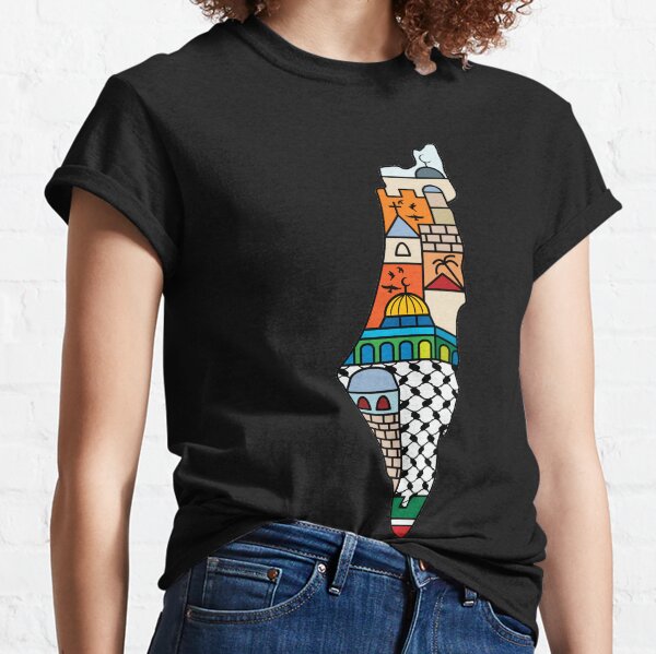 Aperçu de l'œuvre J'aime la Palestine, ma carte palestinienne de patrie avec le motif Kufiya Hatta et les citations les plus sacrées - wht créée et vendue par Chadi Bahij.