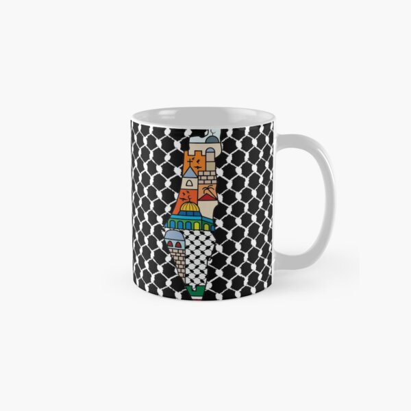 Item preview, I Love Palestine My Homeland Palestinian Map with Kufiya Hatta Pattern and Most Sacred Cites -wht designed and sold by Chadi Bahij.