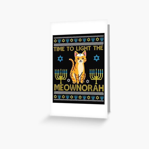 Item preview, Light The Meownorah Jewish Cat Menorah Lover Ugly Chanukah T-Shirt designed and sold by Blank-Branson.