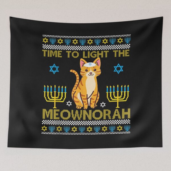 Item preview, Light The Meownorah Jewish Cat Menorah Lover Ugly Chanukah T-Shirt designed and sold by Blank-Branson.