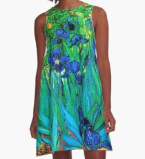 Van Gogh Garden Irises HDR A-Line Dress