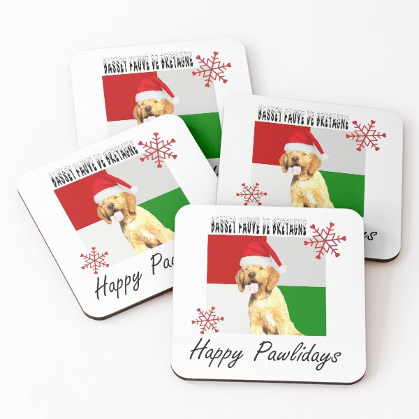 Item preview, Happy Pawlidays – Christmas Basset Fauve de Bretagne Dog Design w/ Santa Hat designed and sold by platinumblks.