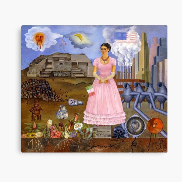 Frida Kahlo | Self Portrait on Borderline between Mexico and United States | Canvas Print