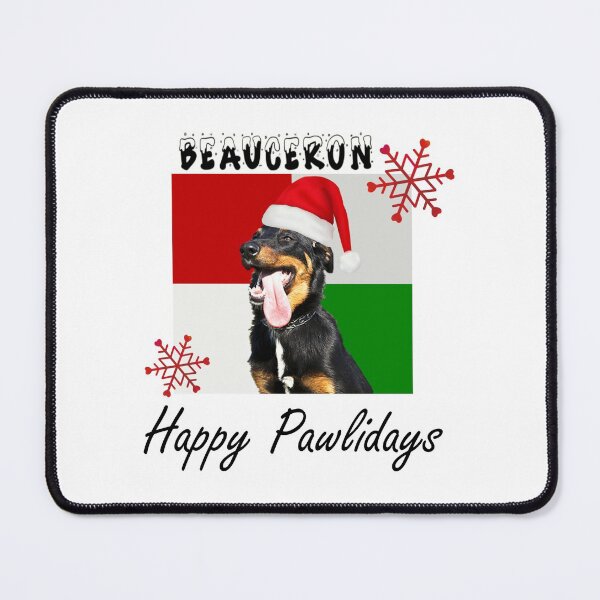 Item preview, Happy Pawlidays – Christmas Beauceron Dog Design w/ Santa Hat designed and sold by platinumblks.