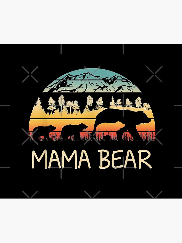 Mama Bear With 2 Cubs Tee Retro Mountains Mother's Day Shirt