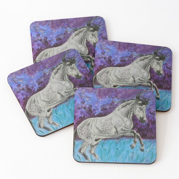 Item preview, Rearing stallion colorfull landscape designed and sold by horseaddicted.