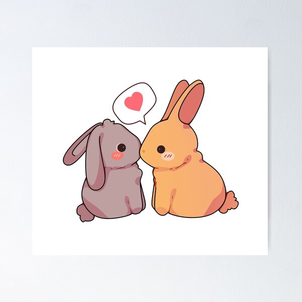 Cute cartoon couple bunny Poster for Sale by Iyanjulian