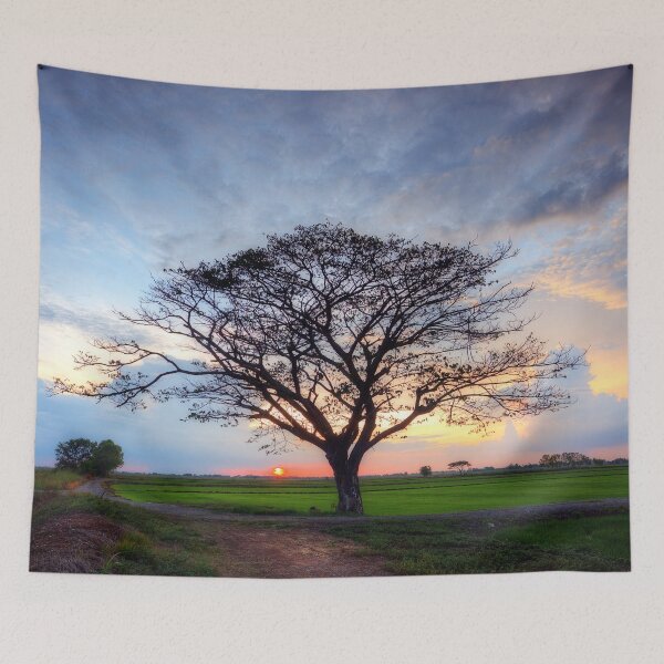 Item preview, Beautiful Tree in the Rice at Sunset. designed and sold by Huskyyy Designs.