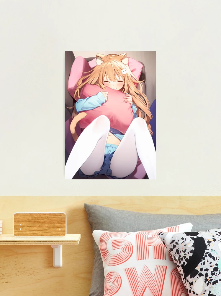 Anime girl hugging a pillow best sale