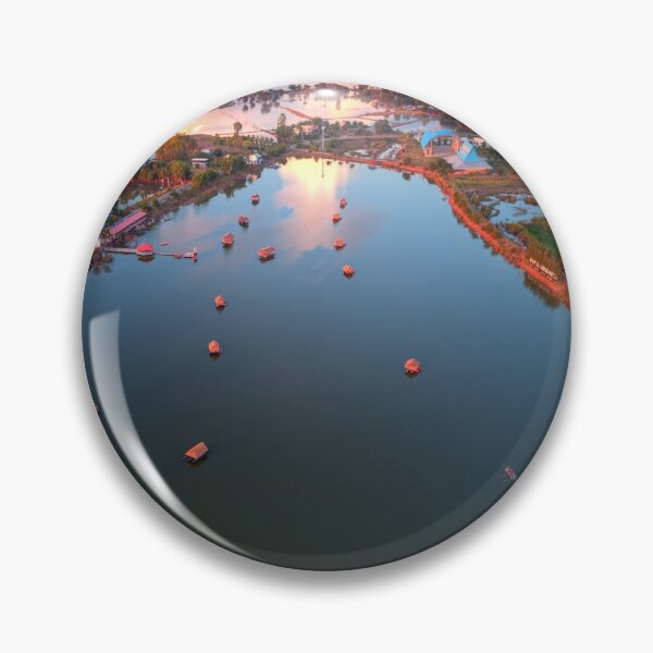 Item preview, Aerial Sunset Image of the Pink Temple Lake in Thailand. designed and sold by Huskyyy Designs.