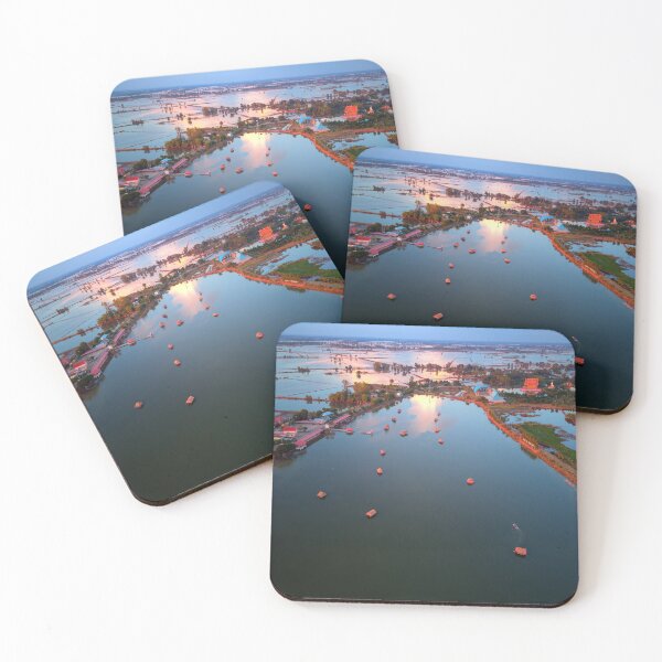 Item preview, Aerial Sunset Image of the Pink Temple Lake in Thailand. designed and sold by Huskyyy Designs.