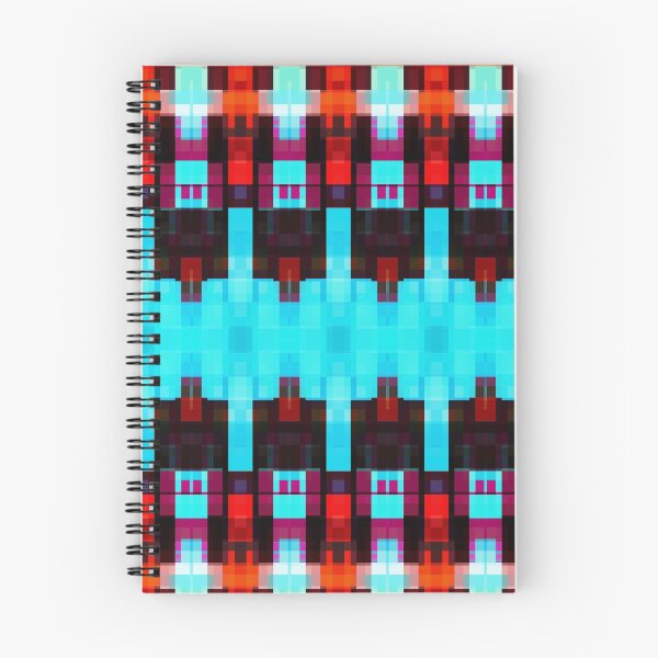 Item preview, symmetry art graphic design pixel geometric square pattern abstract background in blue red brown designed and sold by Mrvell.