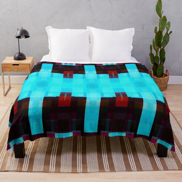 Item preview, symmetry art graphic design pixel geometric square pattern abstract background in blue red brown designed and sold by Mrvell.