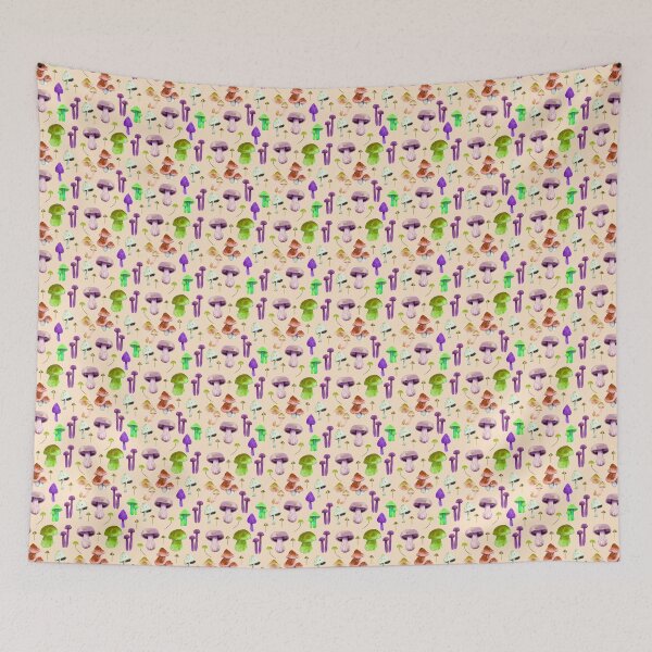 Item preview, Watercolor mushrooms pattern (purple green orange) designed and sold by Isabelle-T.