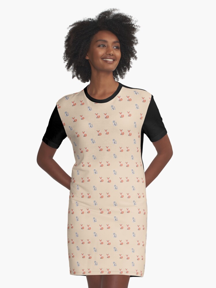 Fox print dress womens sale