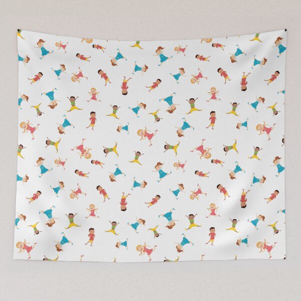 Item preview, seamless pattern with cartoon kids,white background, designed and sold by NaumStock.