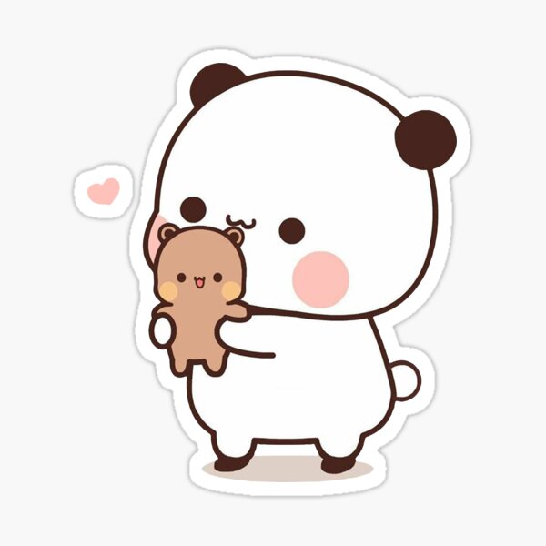 Panda And Brownie Bear Couple Sticker By Mocha Cat Redbubble 