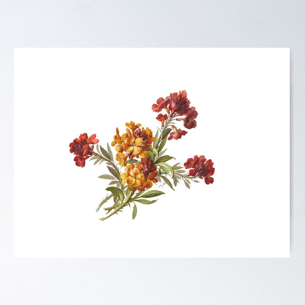Item preview, Painted red flowers vintage motifs designed and sold by LorandQuest.