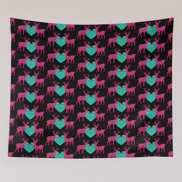 Item preview, Cute Hot Pink Scandinavian Christmas Deer And Heart Design designed and sold by TrulyEpoque.