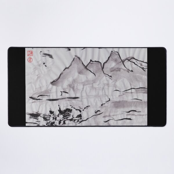 Item preview, Sumi-e inspired Mountain Lake designed and sold by Red Sakura Studio.
