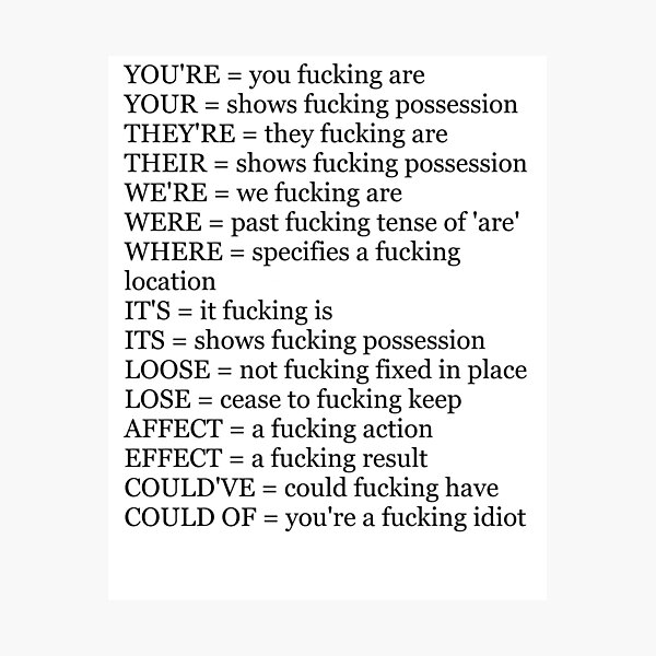 Angry Grammar Photographic Print