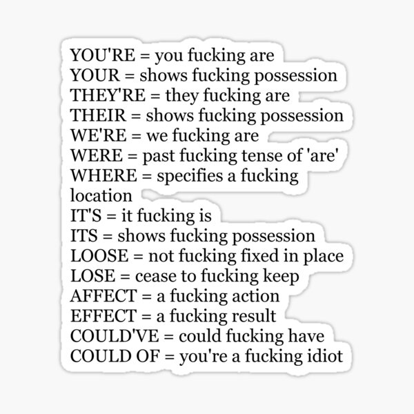 Angry Grammar Sticker