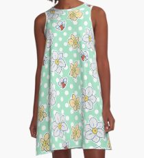 Polk-a-dot Daffodil Pattern A-Line Dress