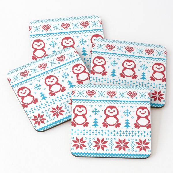 Item preview, Ugly Christmas Sweater red Penguins Hearts Flowers Blue  designed and sold by Jaydee001.
