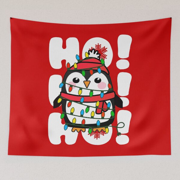 Item preview, Christmas Lights Festive Penguin Ho Ho Ho! designed and sold by Happy Puppy Print On Demand.