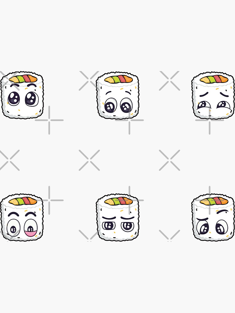 Kawaii Sushi Sticker Pack Sticker for Sale by ProjectX23