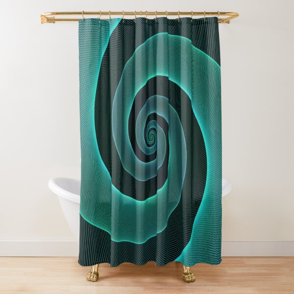 Spiral turquoise digital design Shower Curtain