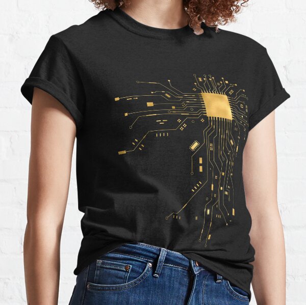 CPU Heart PC Board AI Gold Geek Gamer Classic T-Shirt
