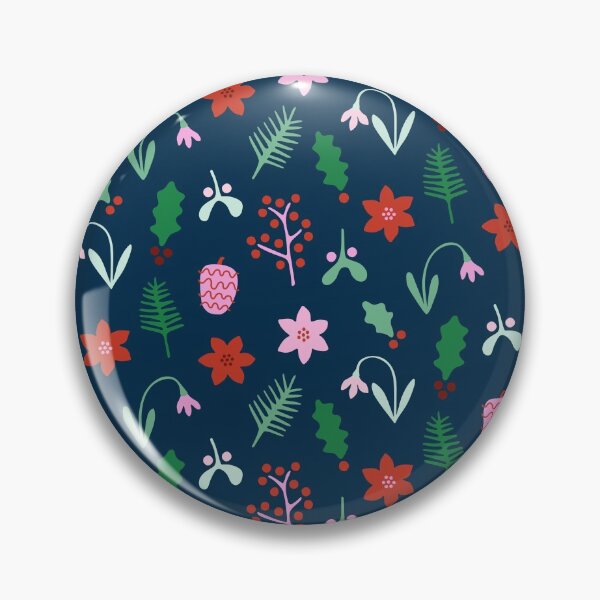 Item preview, Dark Blue Winter Christmas Plants Pattern designed and sold by Lizzie Scott.