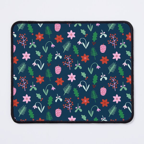 Item preview, Dark Blue Winter Christmas Plants Pattern designed and sold by Lizzie Scott.