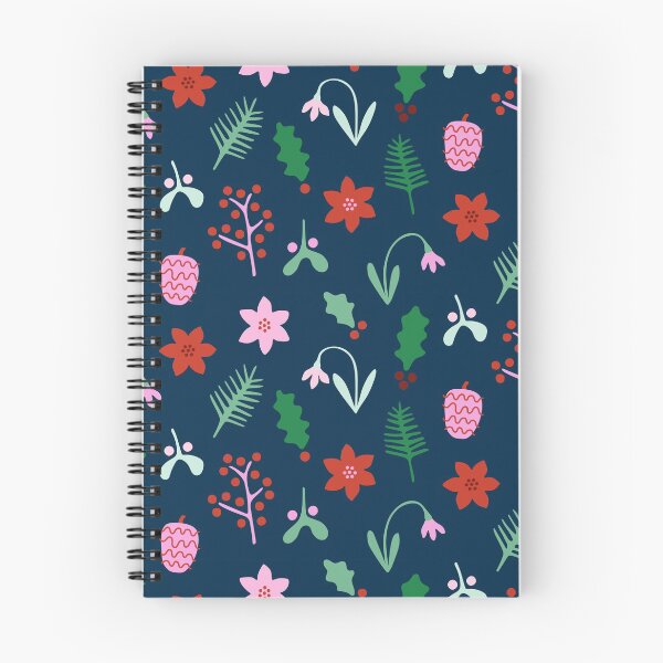 Item preview, Dark Blue Winter Christmas Plants Pattern designed and sold by Lizzie Scott.