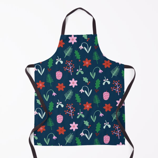 Item preview, Dark Blue Winter Christmas Plants Pattern designed and sold by Lizzie Scott.