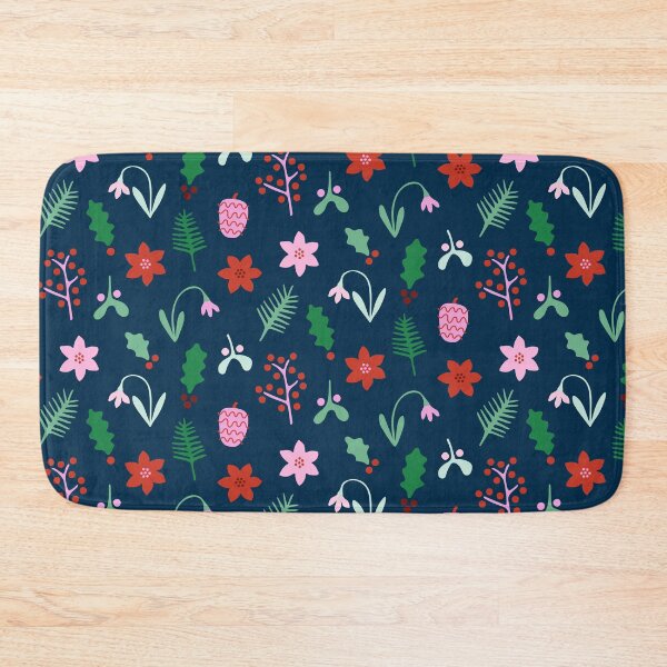 Item preview, Dark Blue Winter Christmas Plants Pattern designed and sold by Lizzie Scott.