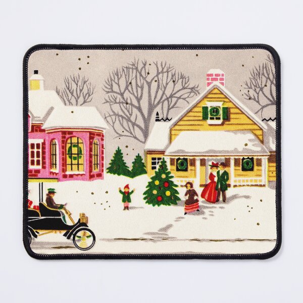 Item preview, "Seasons Greetings Sunday Driver" - Vintage Christmas Card, Time, Winter, Scene, Retro, Dog, Kids, Couple, Man, Woman, Snow, Wonderland, Snowy, Pink, Yellow, Tree, Old, Car, Model T designed and sold by CanisPicta.
