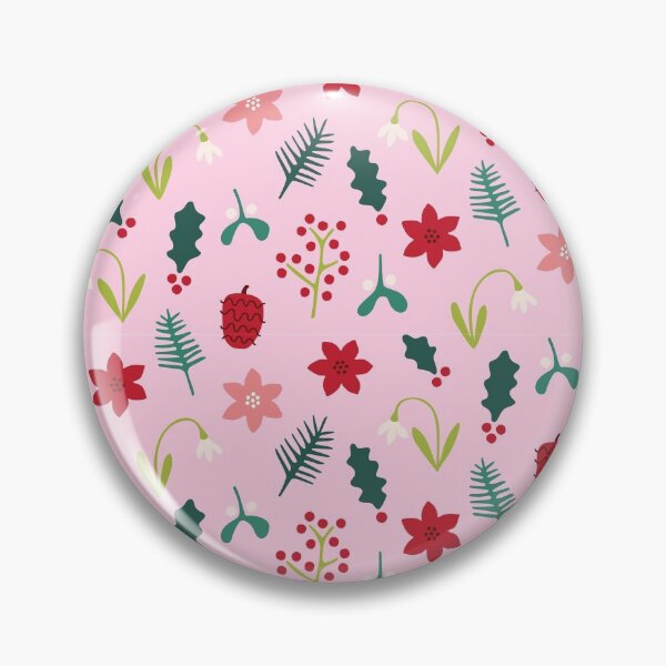 Item preview, Pink and Bright Winter Christmas Plants Pattern designed and sold by Lizzie Scott.