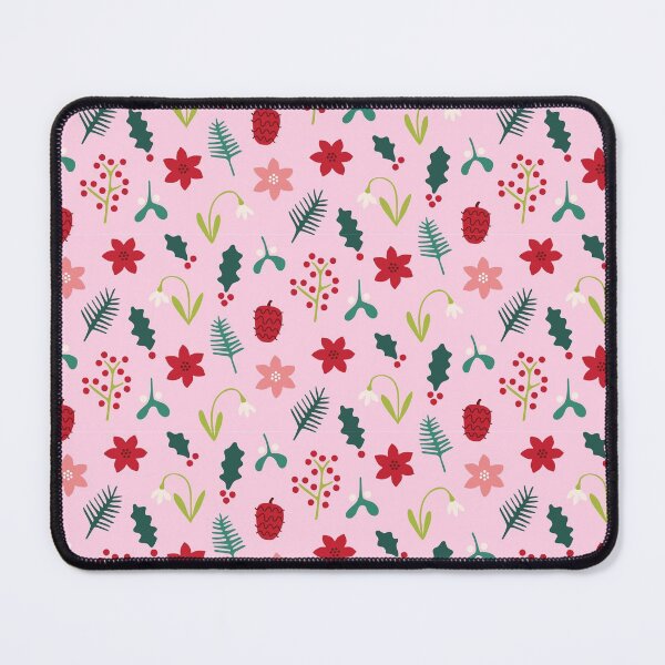 Item preview, Pink and Bright Winter Christmas Plants Pattern designed and sold by Lizzie Scott.