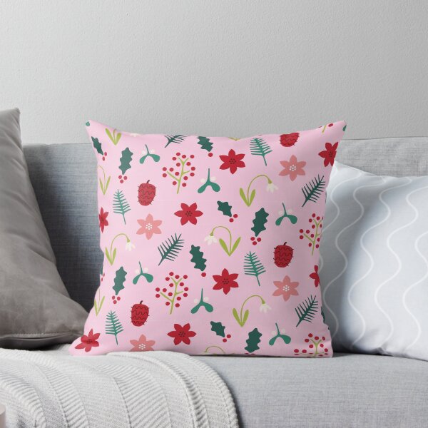 Item preview, Pink and Bright Winter Christmas Plants Pattern designed and sold by Lizzie Scott.
