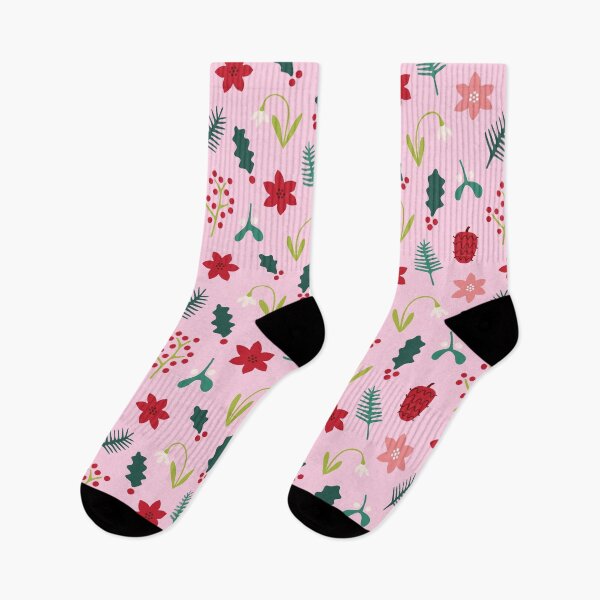 Item preview, Pink and Bright Winter Christmas Plants Pattern designed and sold by Lizzie Scott.