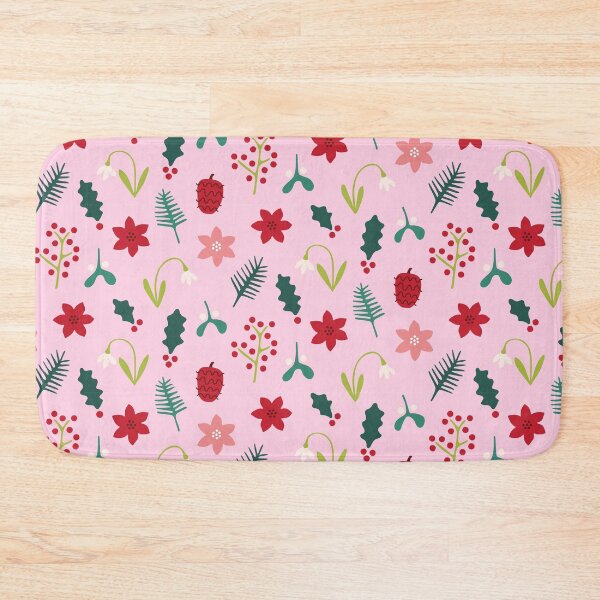 Item preview, Pink and Bright Winter Christmas Plants Pattern designed and sold by Lizzie Scott.