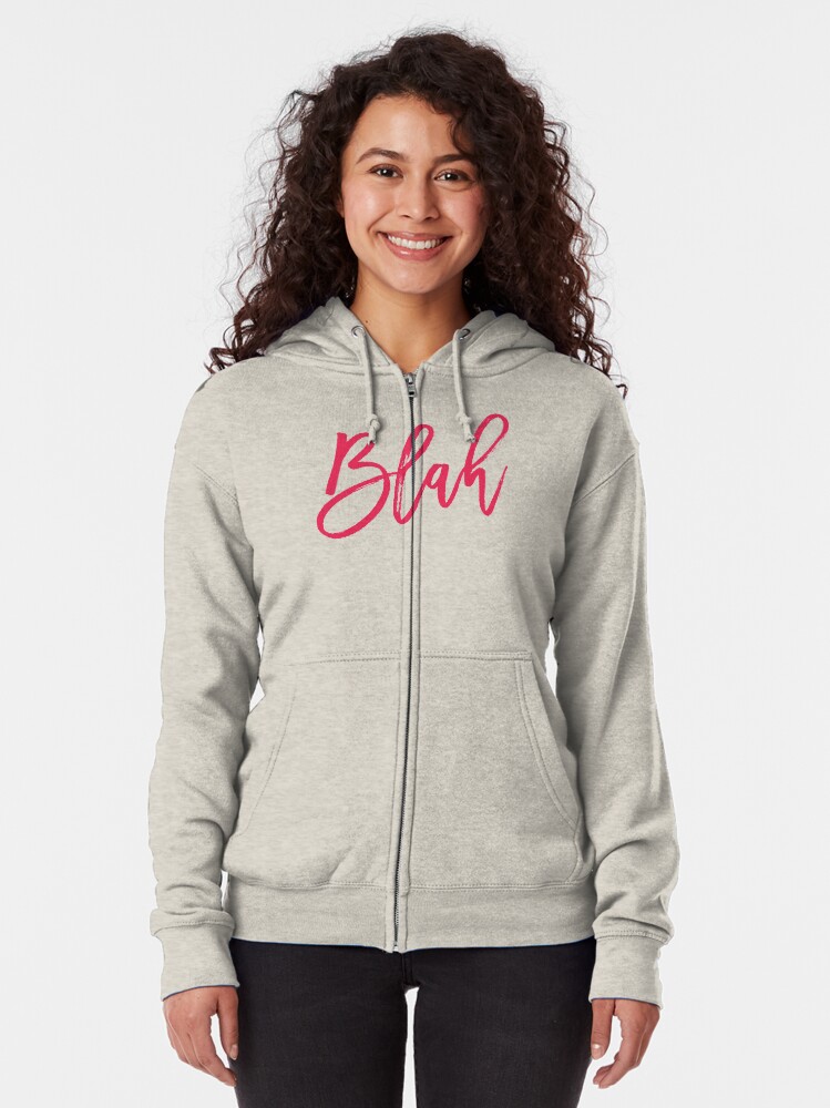 Alternate view of Blah hand brush lettering Zipped Hoodie